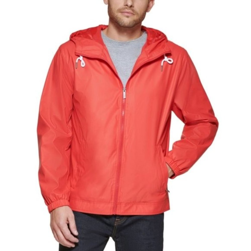 Club Room Rubberized Lightweight Hooded Rain Jacket NWT